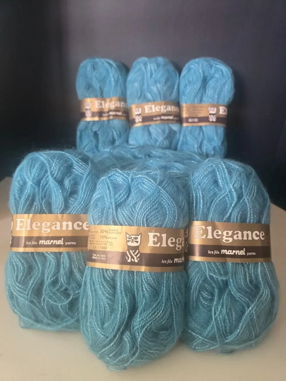 Marnel Elegance Blue Yarn Lot of 7 High Quality 140m/153 yds #424 Dye 9990